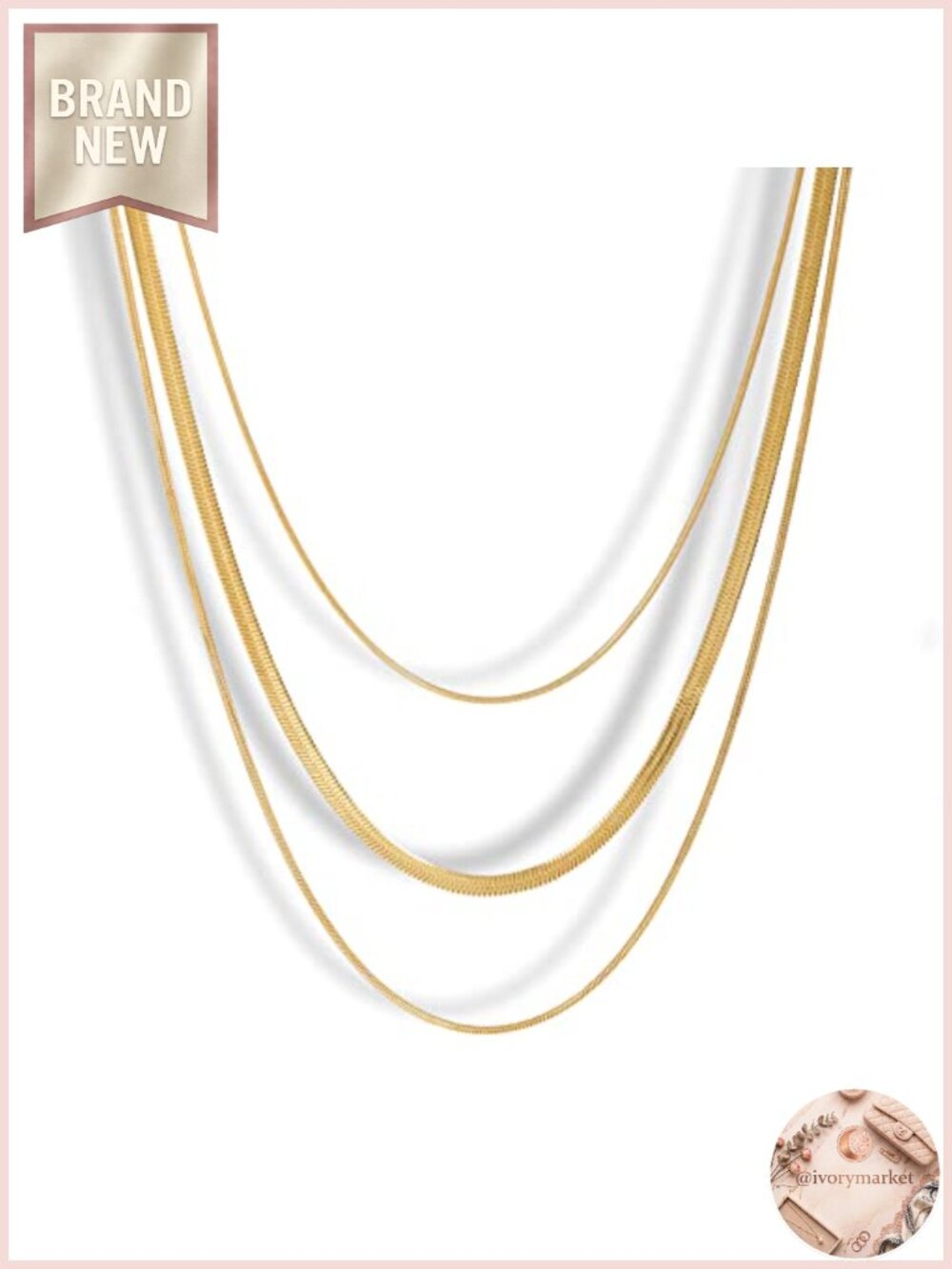 Waterproof Layered Gold Necklace Set for Women, 14k Gold Plated Stainless Steel